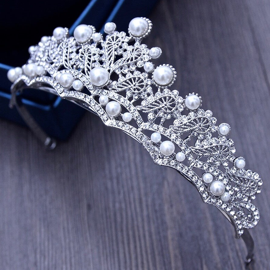 Georgiana - Wedding Pearl and Crystal Tiara