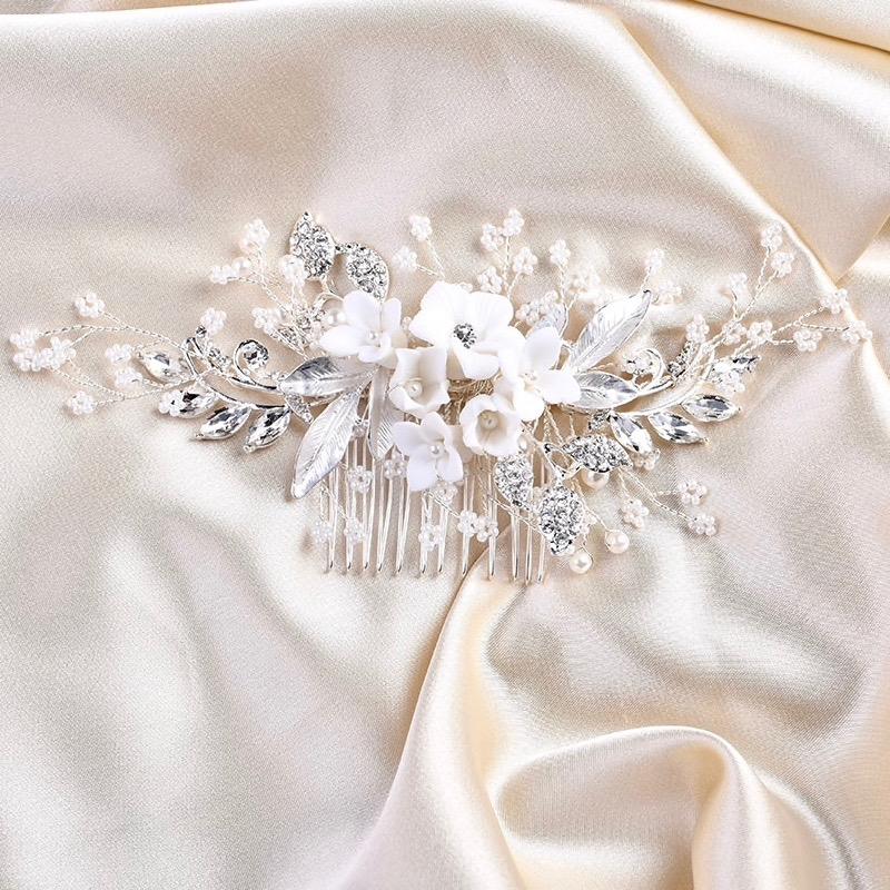 Dawn - Pearl and Crystal Bridal Hair Comb - Available in Silver, Rose Gold and Yellow Gold