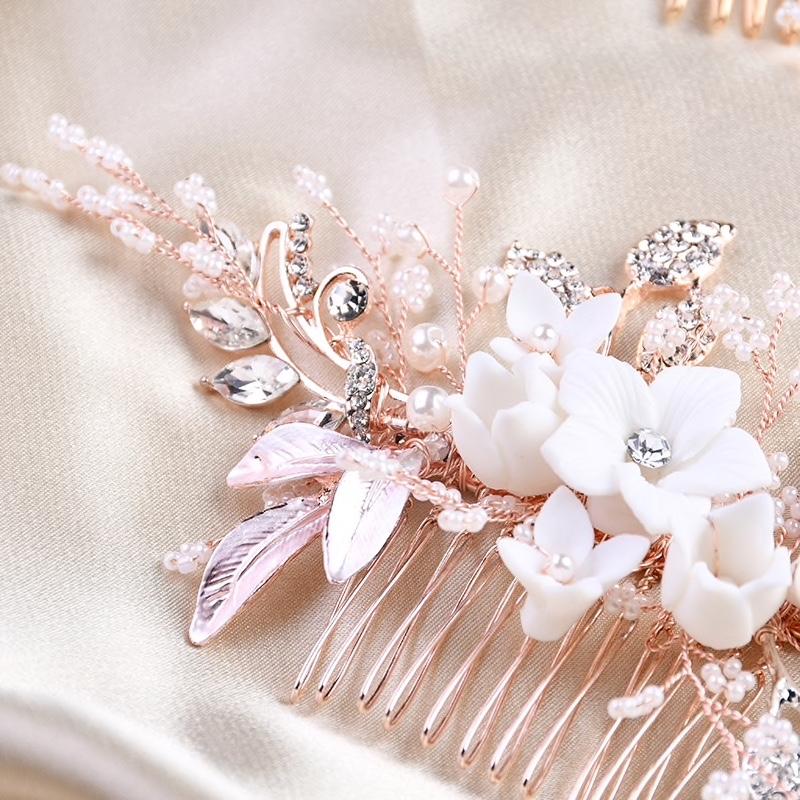 Dawn - Pearl and Crystal Bridal Hair Comb - Available in Silver, Rose Gold and Yellow Gold