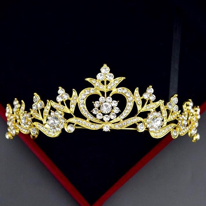 Nicolette - Rhinestone Bridal Tiara - Available in Silver, Yellow Gold and Rose Gold