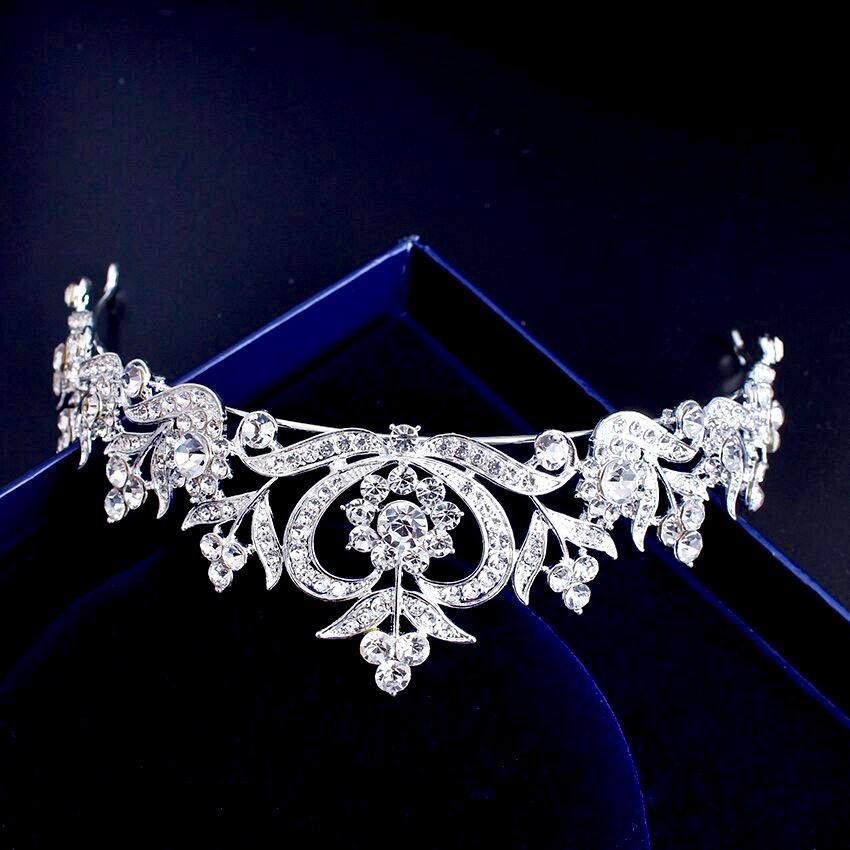 Nicolette - Rhinestone Bridal Tiara - Available in Silver, Yellow Gold and Rose Gold