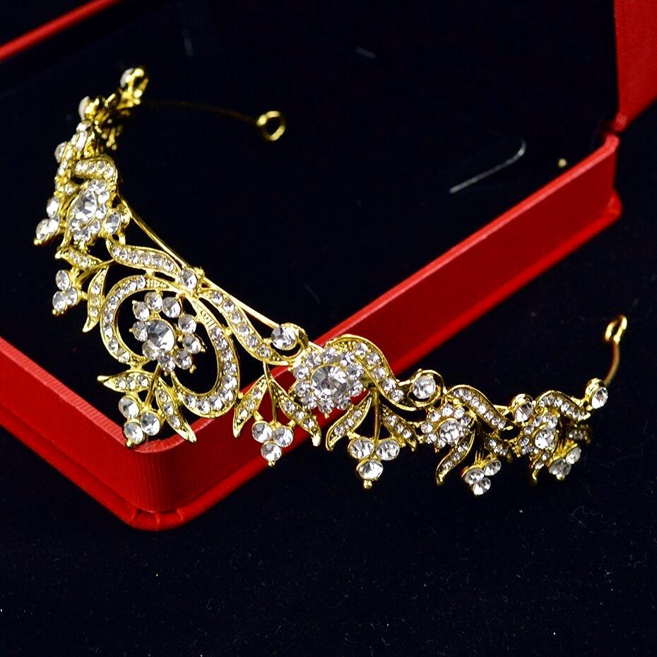 Nicolette - Rhinestone Bridal Tiara - Available in Silver, Yellow Gold and Rose Gold