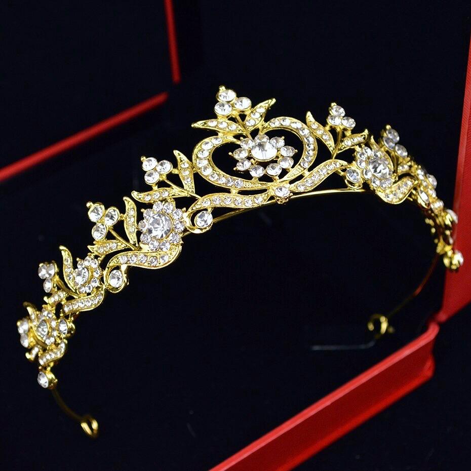 Nicolette - Rhinestone Bridal Tiara - Available in Silver, Yellow Gold and Rose Gold