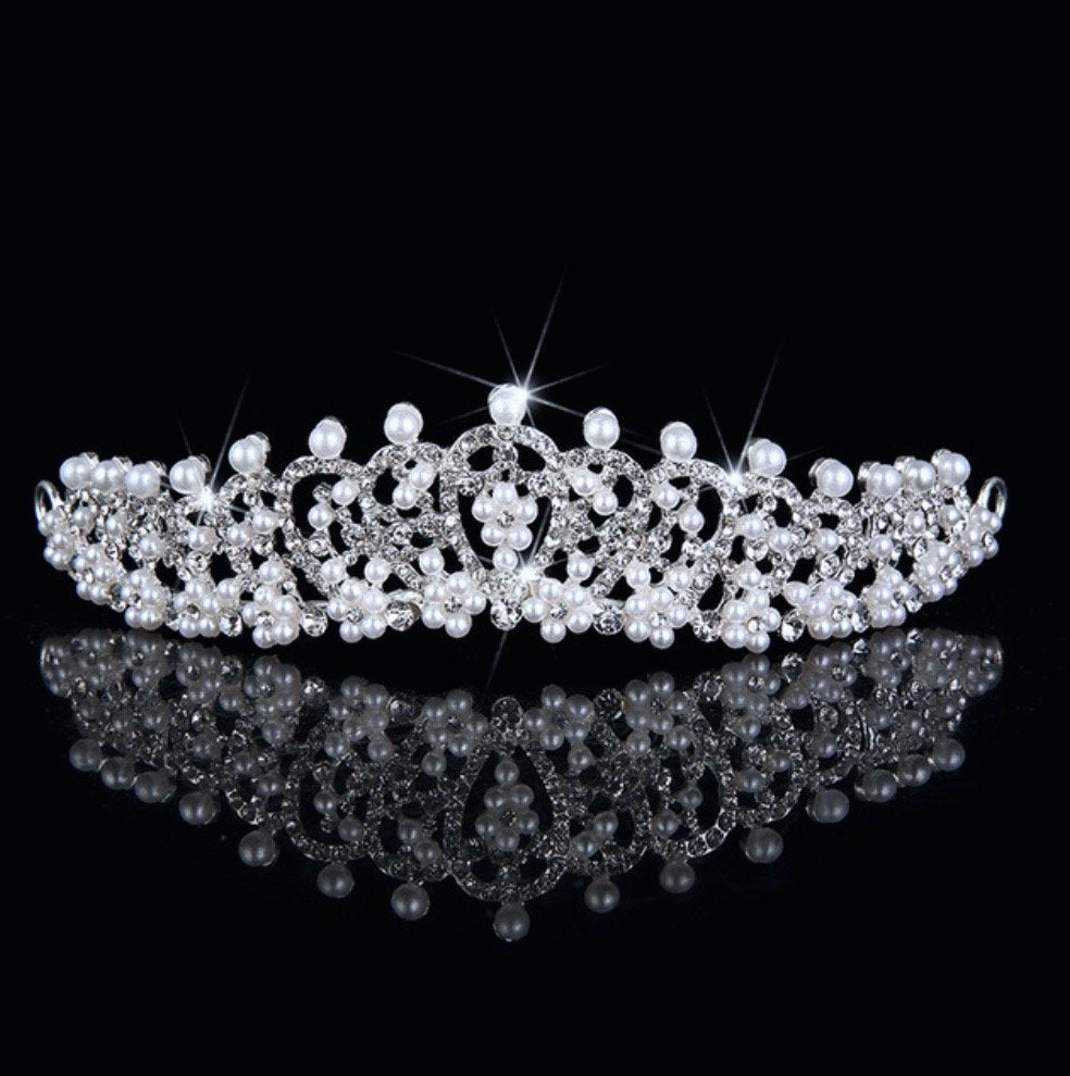 "Autumn" - Wedding Pearl and Cubic Zirconia Tiara