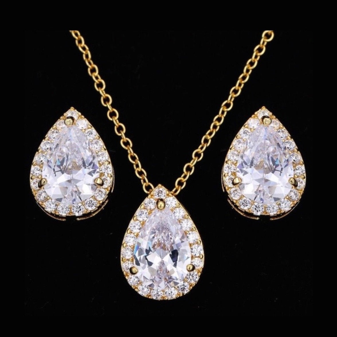 Tina - Cubic Zirconia Bridal Jewelry Set - Available in Silver, Rose Gold and Yellow Gold