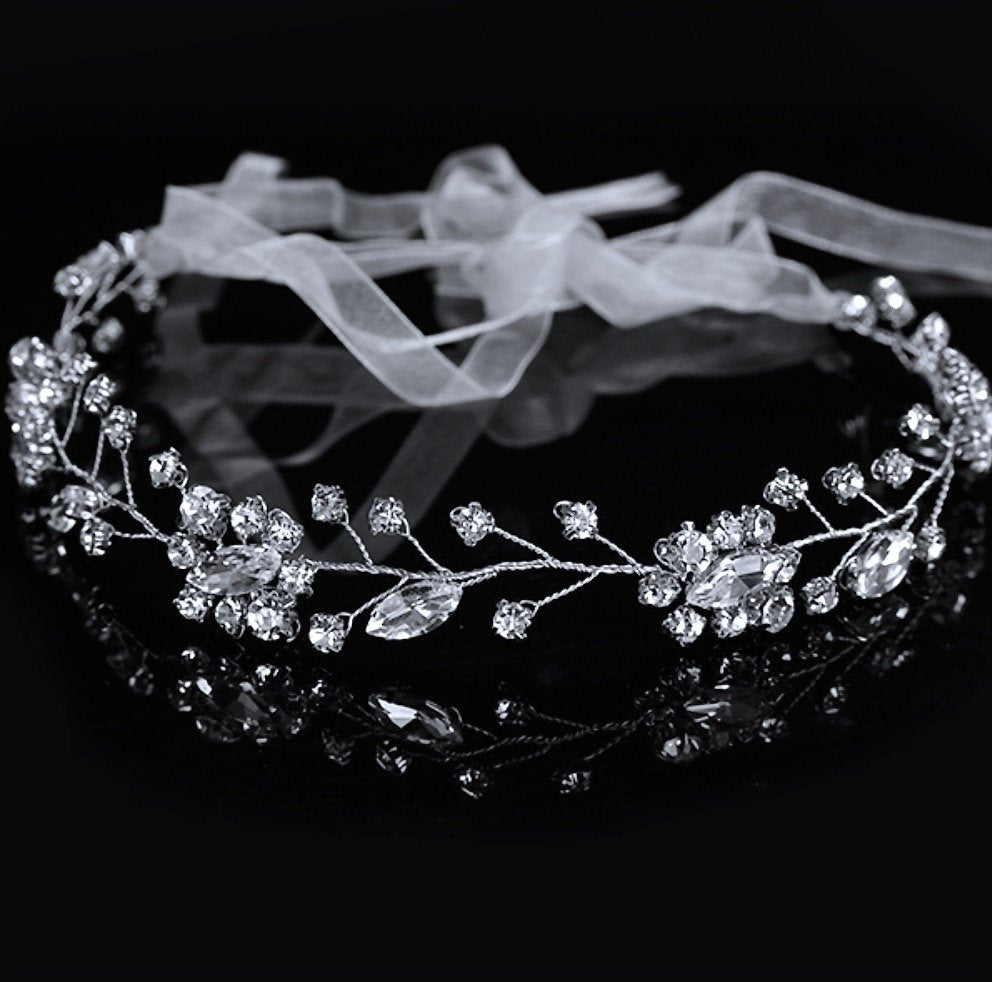 Ellie - Crystal Bridal Headband / Vine