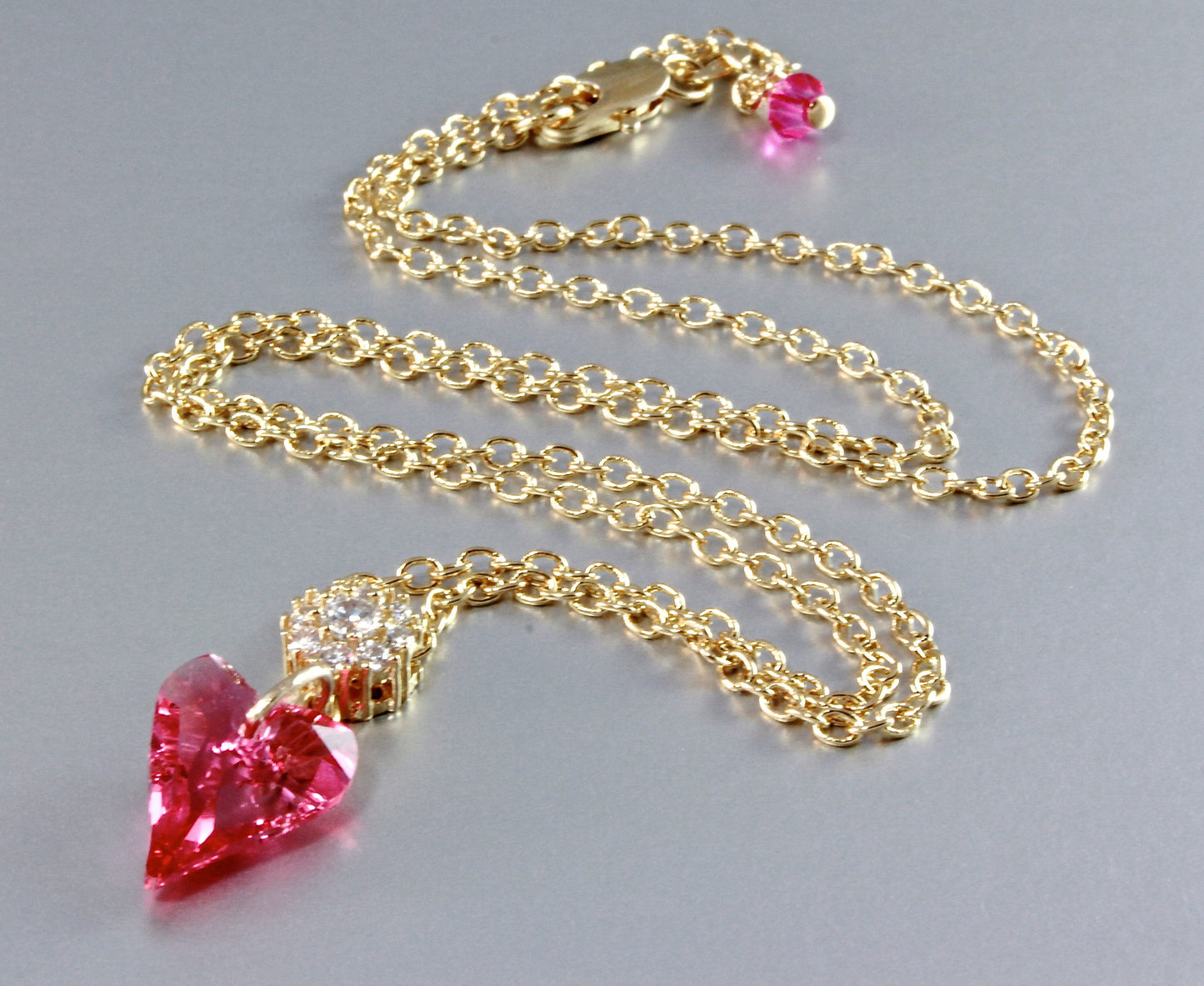 "Dream Of Me" - Pink Heart Austrian Crystal Necklace