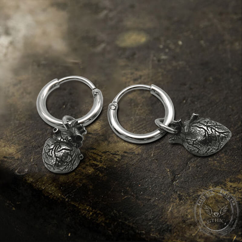 Anatomical Heart Organ Stainless Steel Earrings