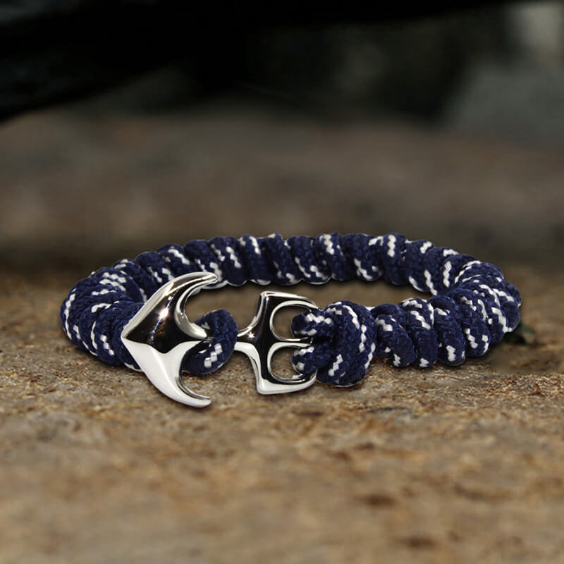 Anchor Braided Stainless Steel Paracord Bracelet