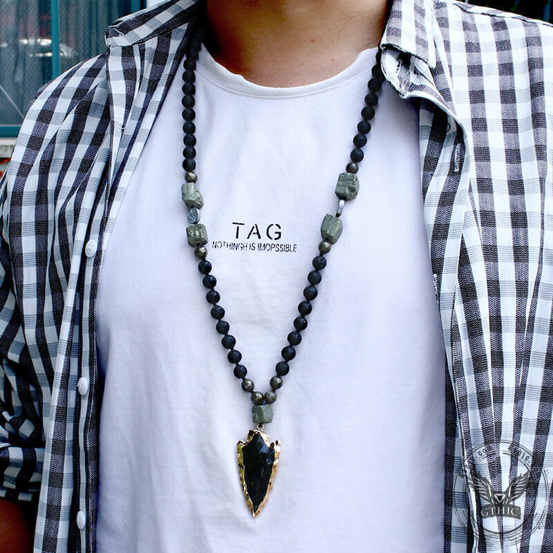 83 CM Arrow Natural Stone Viking Pendant