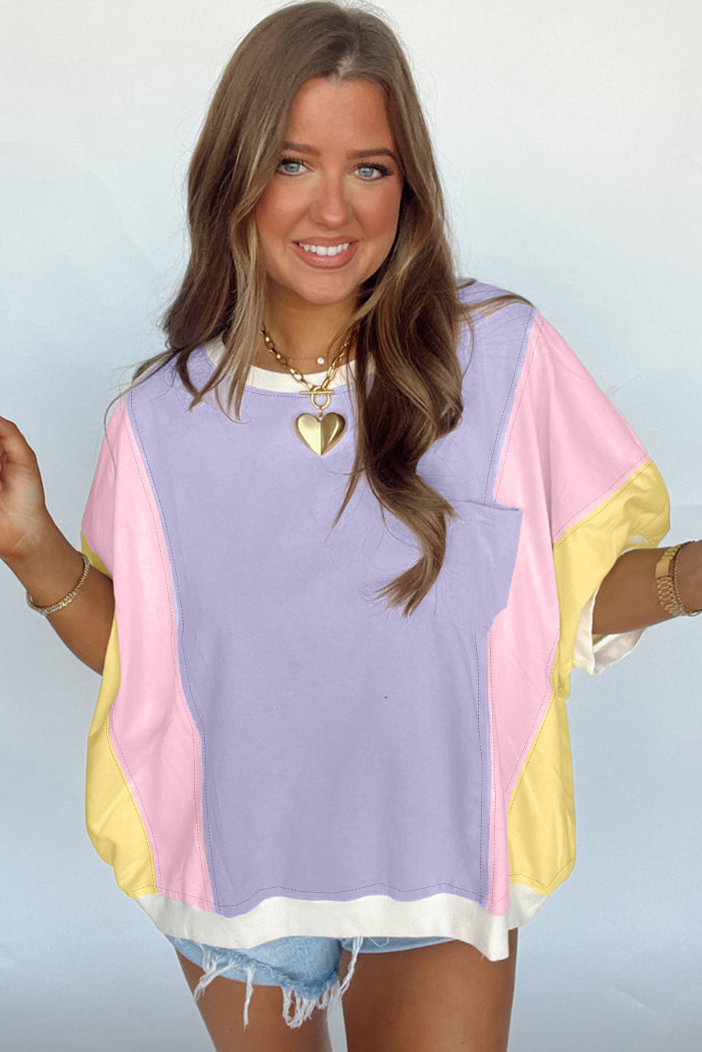 Colorblock Patchwork Oversized Tee