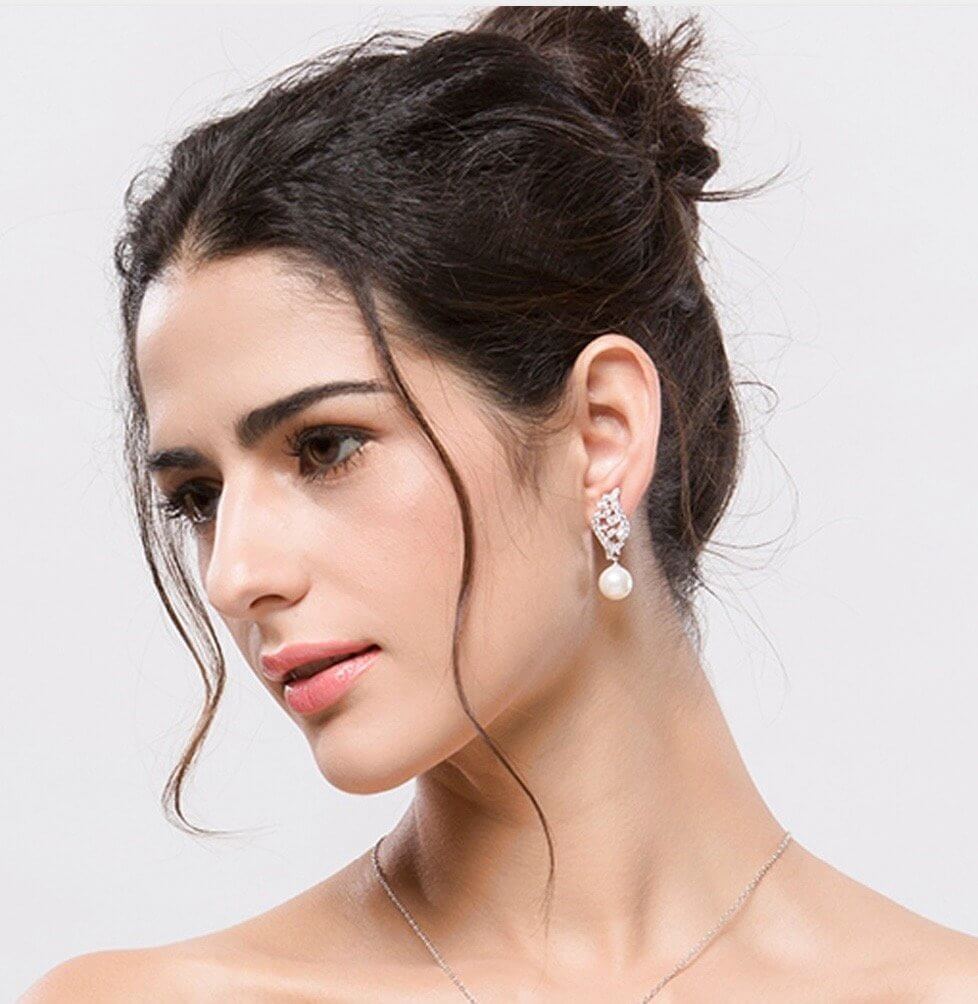 "Adeline" - Pearl and Cubic Zirconia Bridal Jewelry Set