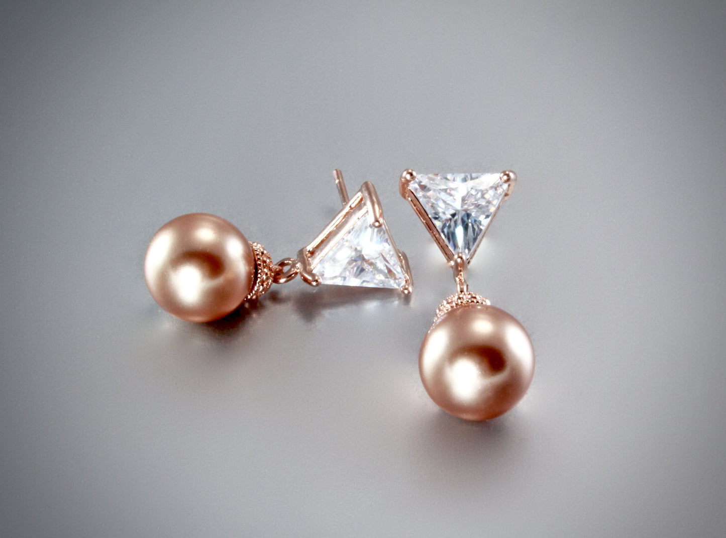"Calla" - Swarovski Pearls and 14K Rose Gold-Filled Earrings