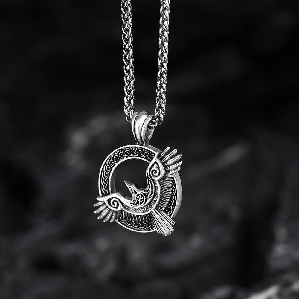 Celtic Knot Raven Pure Tin Viking Necklace