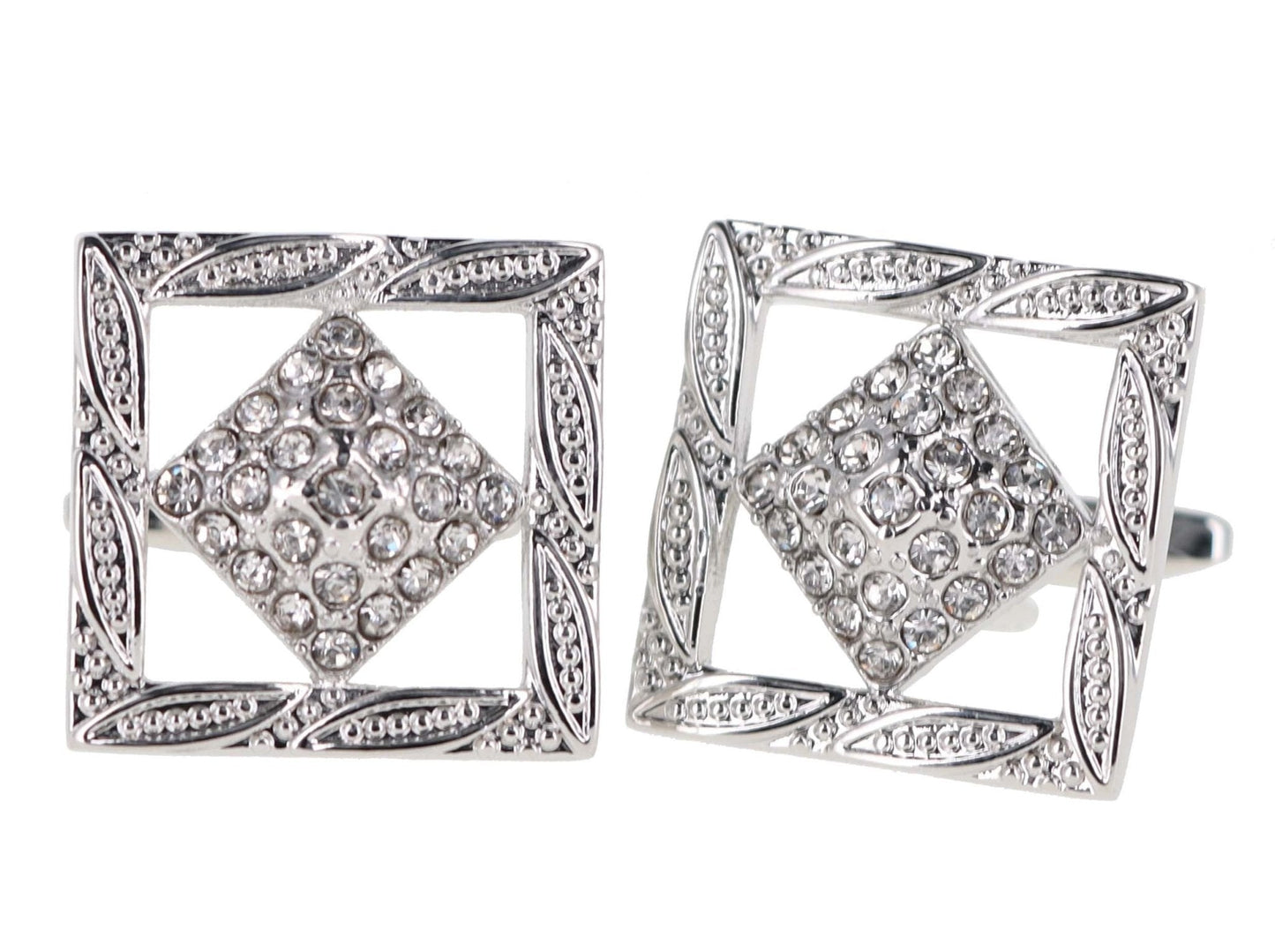 Vittorio Vico Silver Iced Wedding Cufflinks in Gift Box: CL105x Series