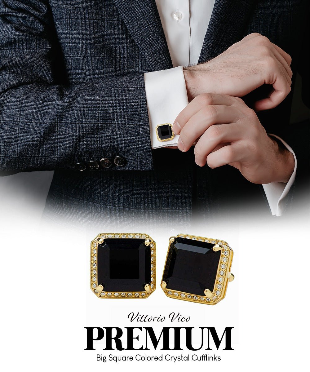 Vittorio Vico Large Big Square Crystal Colorstone Cufflinks: CL 70XX Series