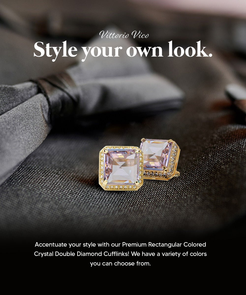 Vittorio Vico Large Big Square Crystal Colorstone Cufflinks: CL 70XX Series