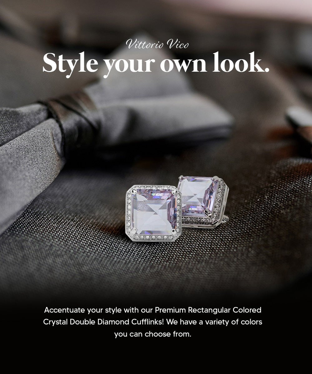 Vittorio Vico Large Big Square Crystal Colorstone Cufflinks: CL 70XX Series
