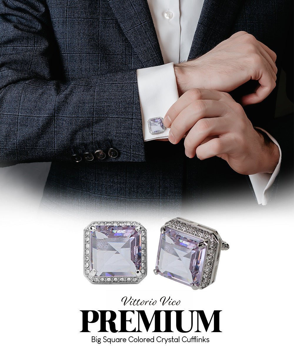 Vittorio Vico Large Big Square Crystal Colorstone Cufflinks: CL 70XX Series