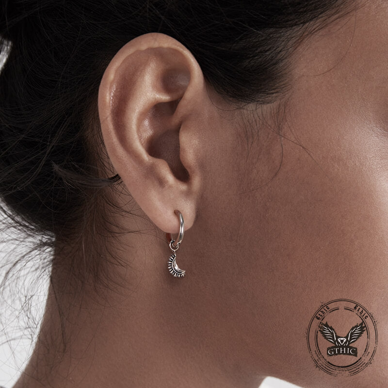 Crescent Moon Stainless Steel Hoop Earrings