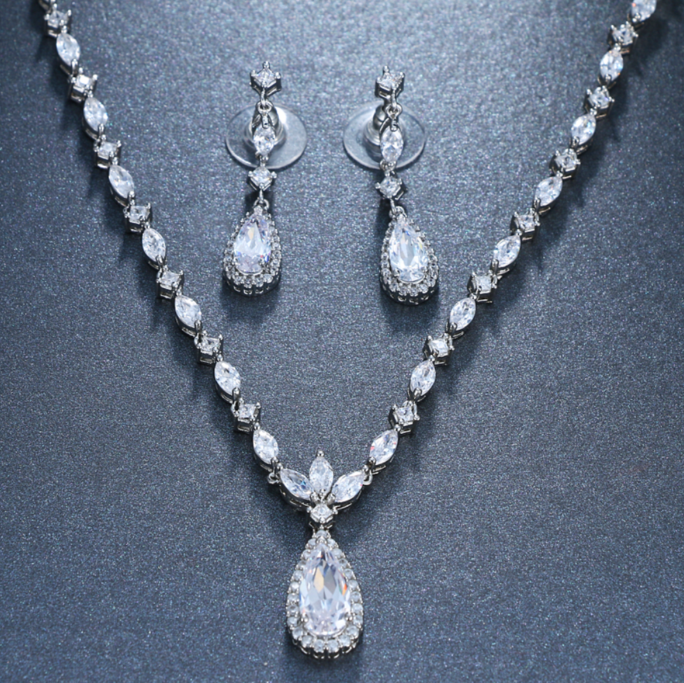 Cynthia - Silver Cubic Zirconia Bridal Jewelry Set
