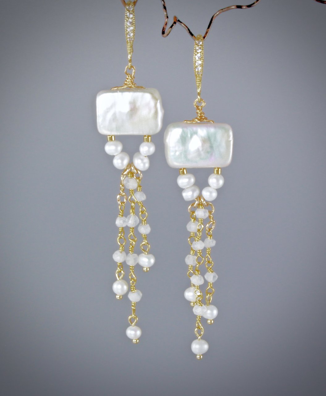 "Arianna" - Cultured Pearl Bridal Bracelet and Earrings Set