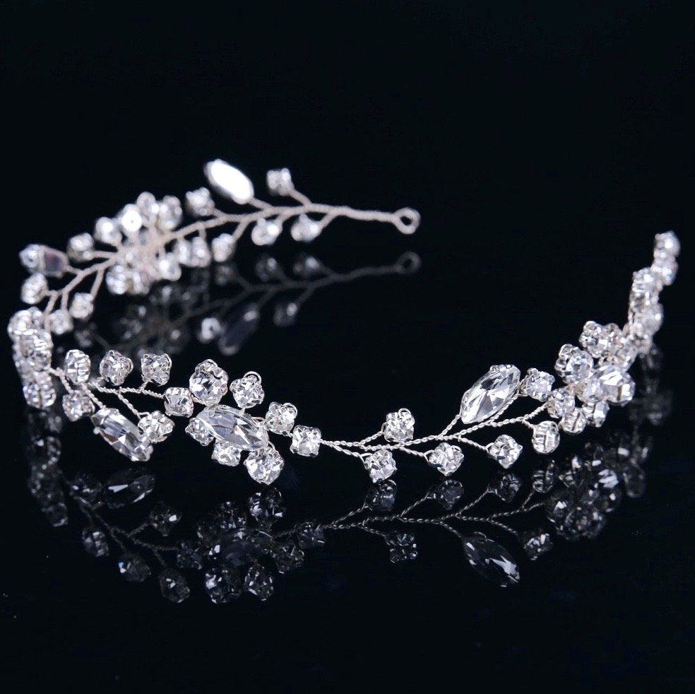 Ellie - Crystal Bridal Headband / Vine