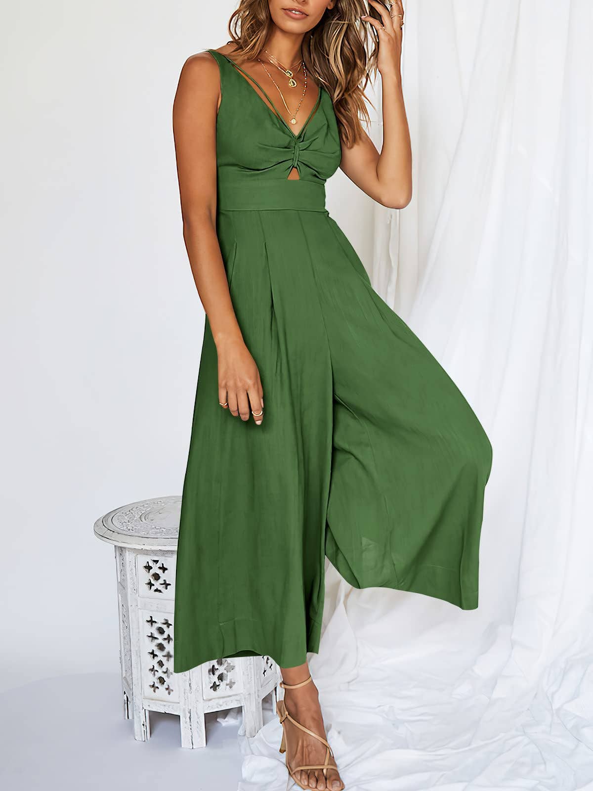 Ladies String Shoulder Overall Sleeveless Jumpsuit 2387
