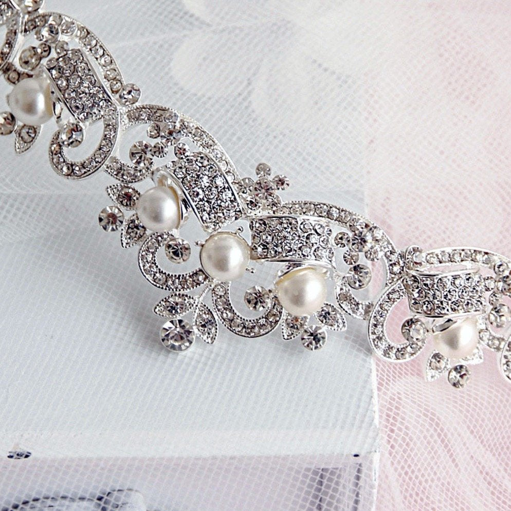 Jolene - Wedding Pearl and Rhinestone Tiara