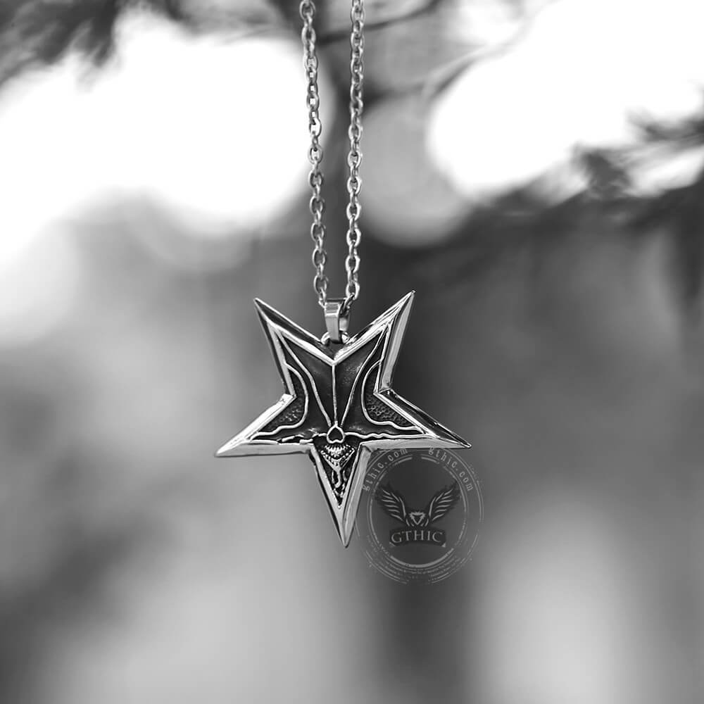 Devil Satan Smile Stainless Steel Pentagram Necklace