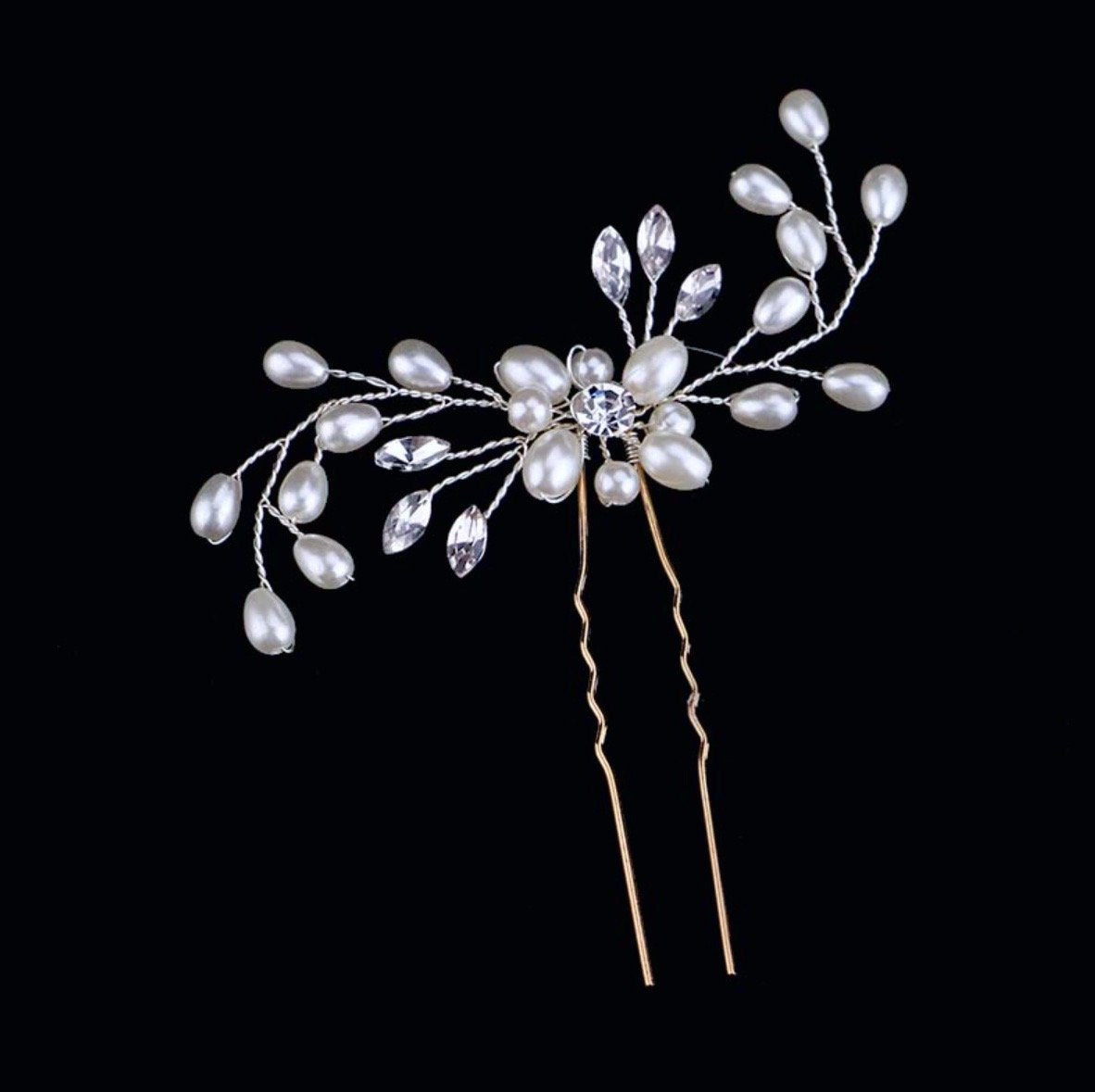 Blanca - Pearl and Crystal Bridal Hair Pin - Set of 3