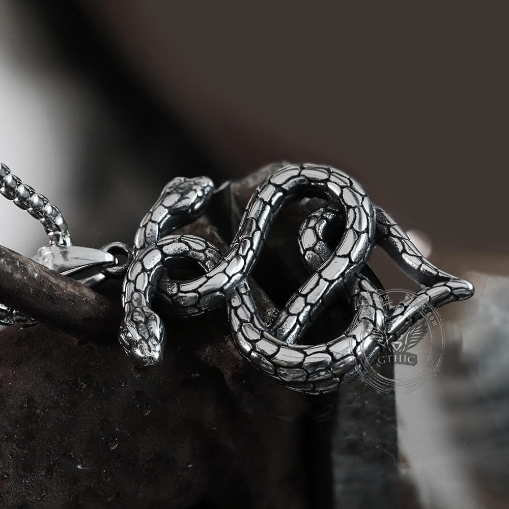 Double-Snake Winding Stainless Steel Pendant