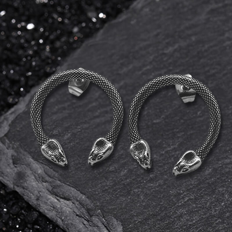 Double Head Snake Stainless Steel Stud Earrings