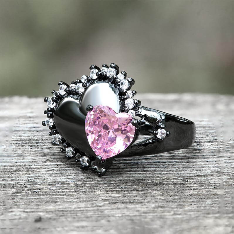 Double Hearts Alloy Open Ring