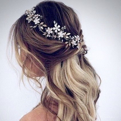 "Gianna" - Silver Pearl and Crystal Bridal Hair Vine