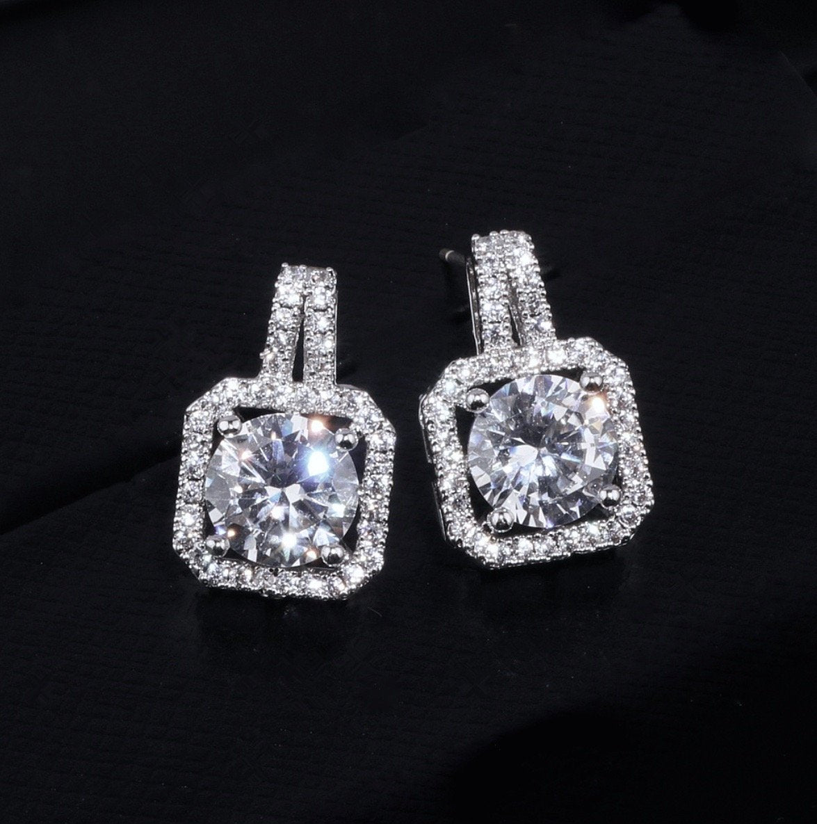 Gio - Sterling Silver CZ Bridal Necklace and Earrings Set