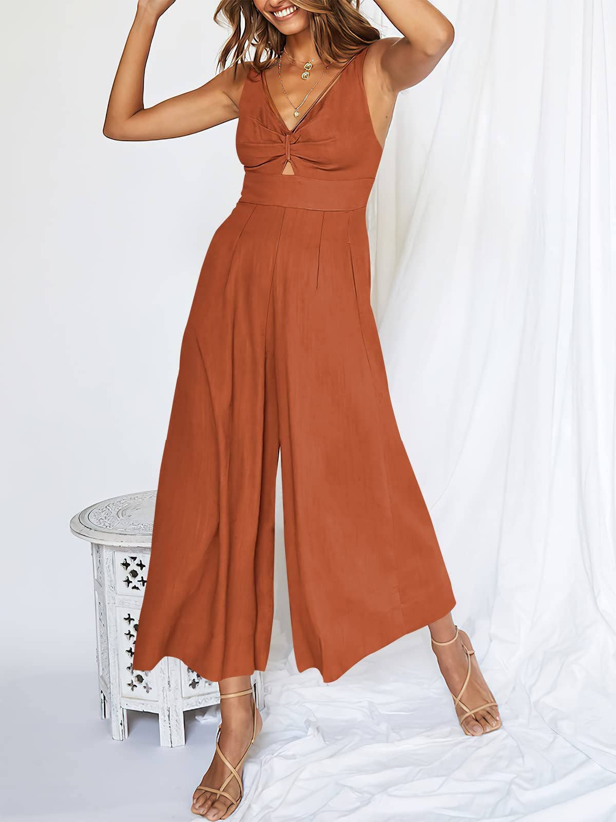 Ladies String Shoulder Overall Sleeveless Jumpsuit 2387