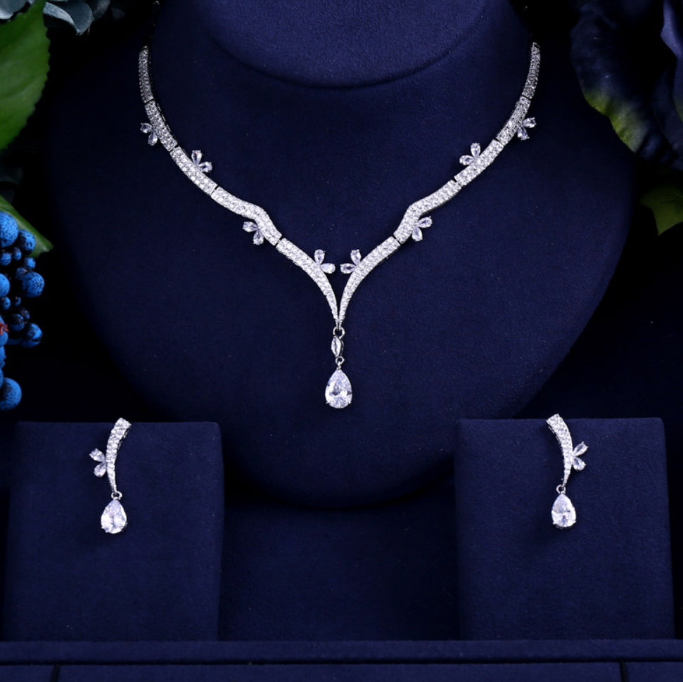 Annabel - Silver Cubic Zirconia Bridal Jewelry Set