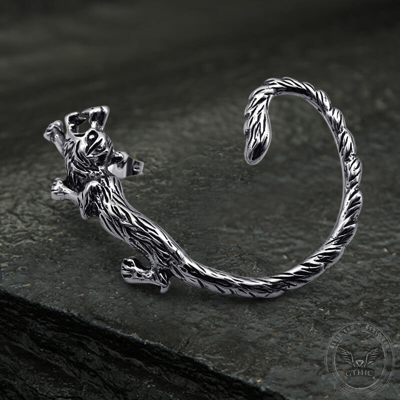Ferocious Wolf Stainless Steel Stud Earrings