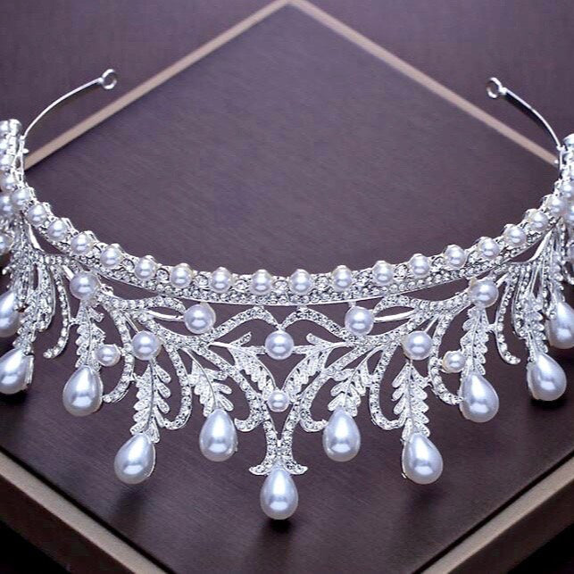 Monique - Pearl and Cubic Zirconia Bridal Tiara