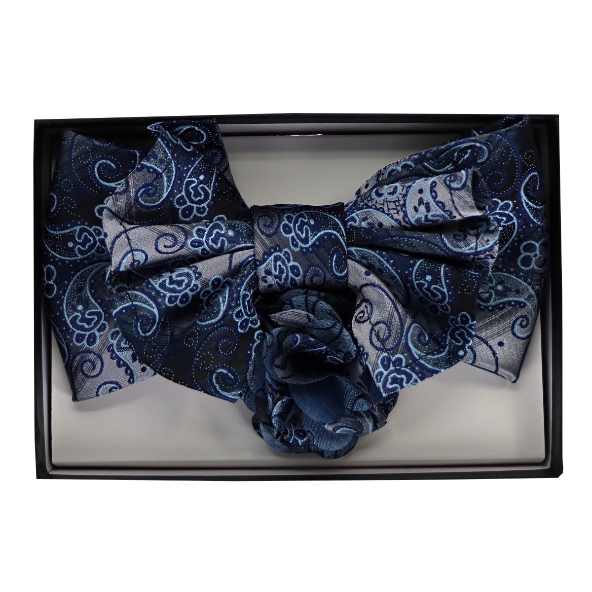 Vittorio Farina Men's Design XL Bow Tie, Pocket Square and Flower Lapel Pin in Gift Box