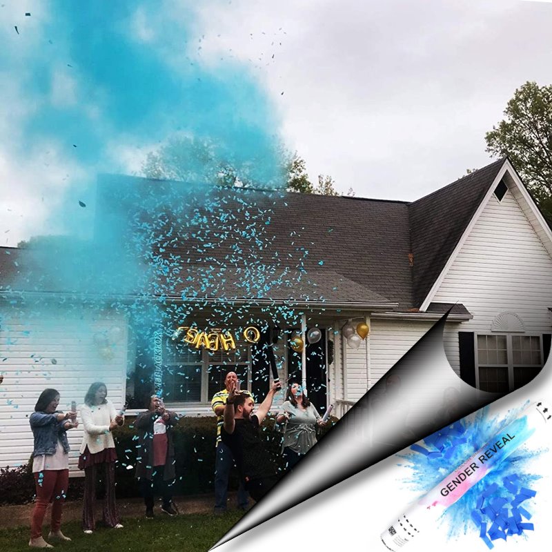 Blue Gender Reveal Confetti & Powder Cannons (8 Pack)