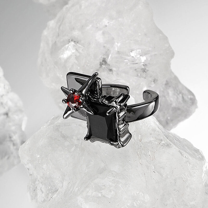 Geometric Alloy Open Gothic Ring