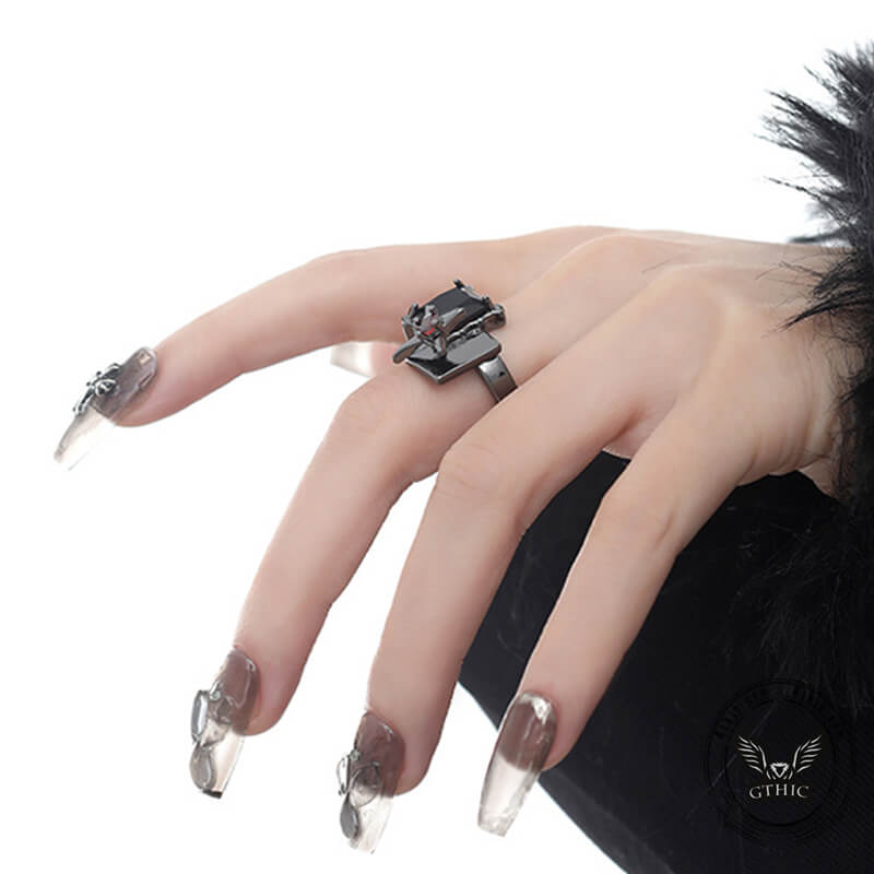 Geometric Alloy Open Gothic Ring