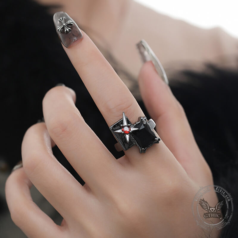 Geometric Alloy Open Gothic Ring