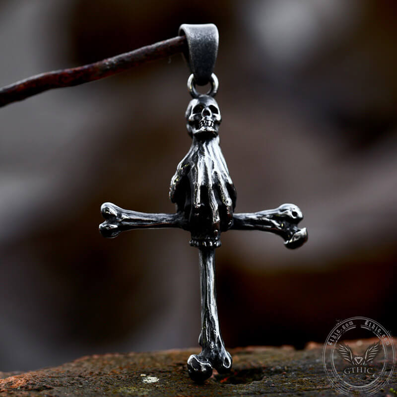 Ghost Hand Stainless Steel Skull Pendant