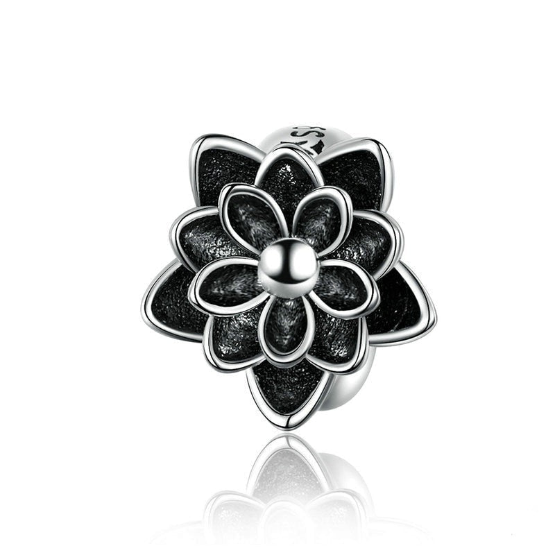 Gothic Black Flower Lotus Charm