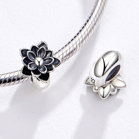Gothic Black Flower Lotus Charm
