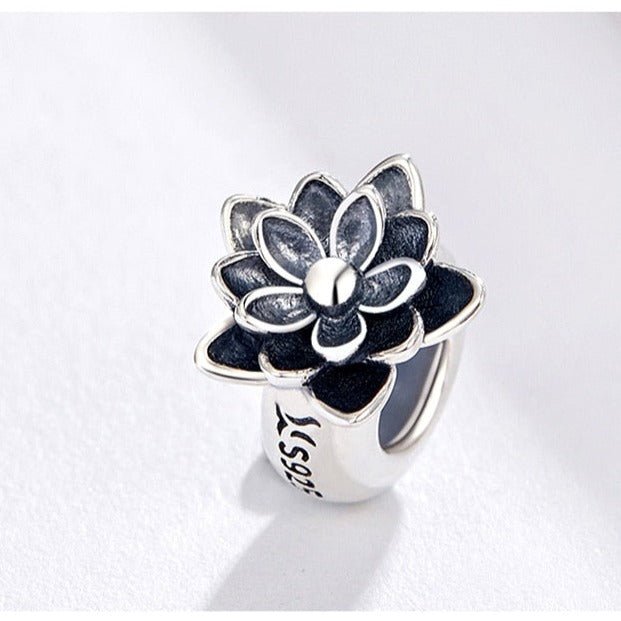 Gothic Black Flower Lotus Charm