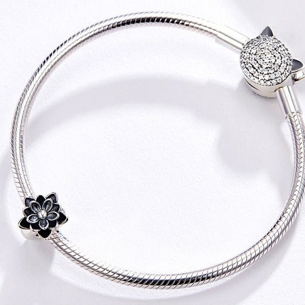 Gothic Black Flower Lotus Charm